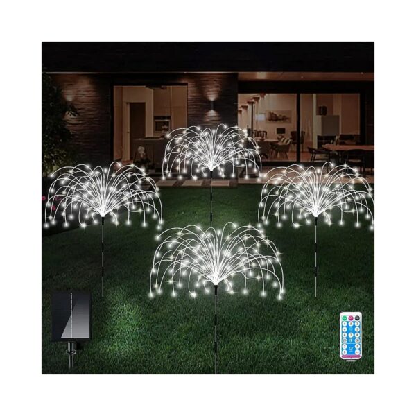 Pack Cool White Solar Firework Lights with 120 LED Beads for Garden and Pathway Lighting