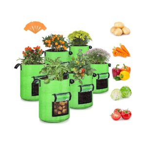 Pack Green Potato Grow Bags with Large Capacity, Breathable Material, and Sturdy Handles