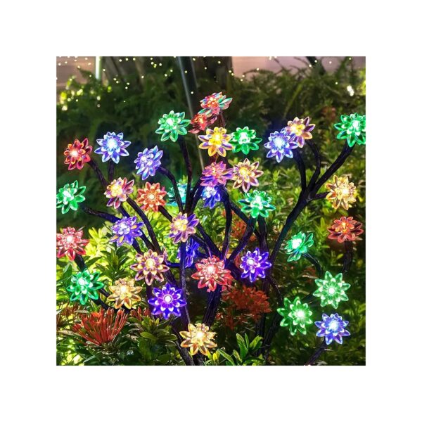 Pack Multi-Color Solar Flower Lights with Constant and Flashing Modes