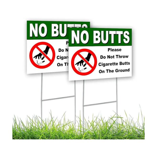 Pack No Cigarette Butts Signs for Yard and Lawn with Metal Stake