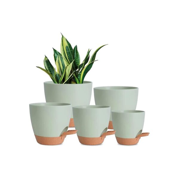 Pack Plastic Plant Pots with Self Watering and Drainage Features for Indoor Plants