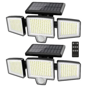 Pack Solar Power Floodlight with Motion Sensor, Remote Control, and IP65 Waterproof