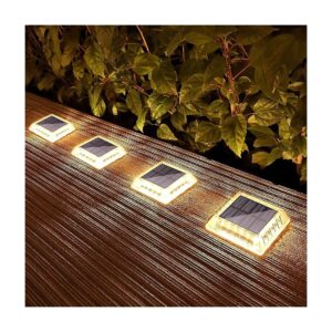 Pack Solar Powered LED Deck Lights for Outdoor Patio Garden Pathway Stair Lighting