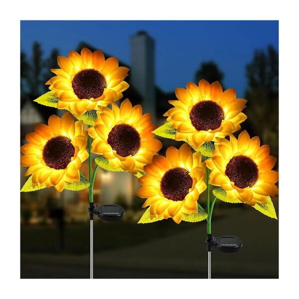 Pack Solar-Powered Sunflower Garden Lights for Outdoor Decor and Patio Lighting