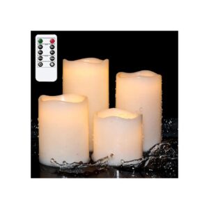 Pack Waterproof Flameless Pillar Candles with Remote Control and Long-Battery Life