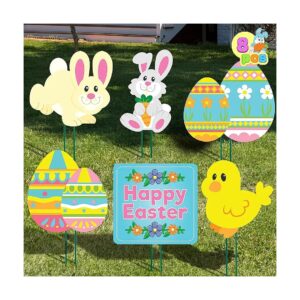 Pack Yard Stake Signs Bunny Eggs Chick Lawn Decor Easter Party Supplies