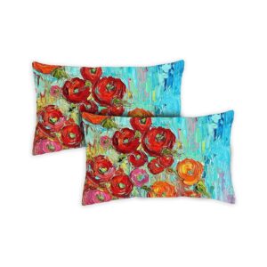 Pack of Polyester Pillow Case Covers with Fabulous Flowers Design for Home and Office