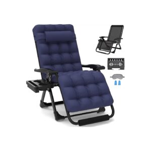 Padded Zero Gravity Lawn Recliner Chair with Aluminum Lock and Foot Rest