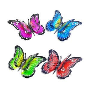 Painted Metal Butterflies with 3D Double-Layered Wings for Garden Decor