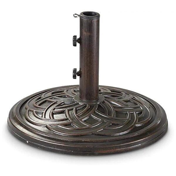 Patio Table Umbrella Base Stand Classic Design Bronze Finish Compliments Outdoor Space