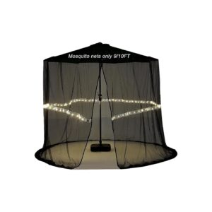 Patio Umbrella Mosquito Net with Light, 9FT Polyester Hanging Tent for Outdoor