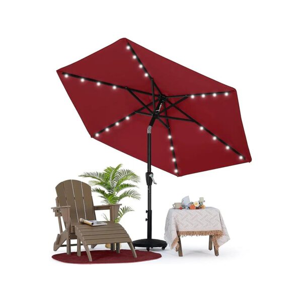 Patio Umbrella with 32 Solar LED Lights for Outdoor Market Table Shade