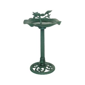 Patio Yard Decor Green Birdbath for Multiple Bird Species Plastic Material