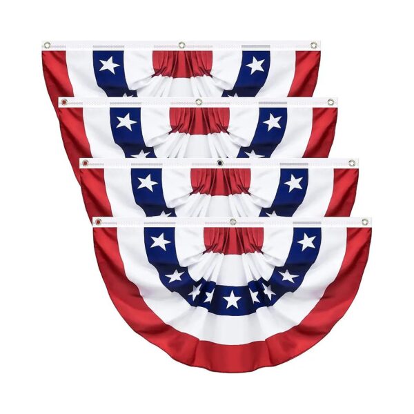 Patriot Day Decoration 4 Pack 5x3 Feet USA Pleated Fan Flag American Bunting Flag