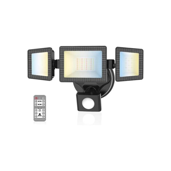 Performance Outdoor Flood Light with 40W LED, 3 Adjustable Heads, and Motion Sensor