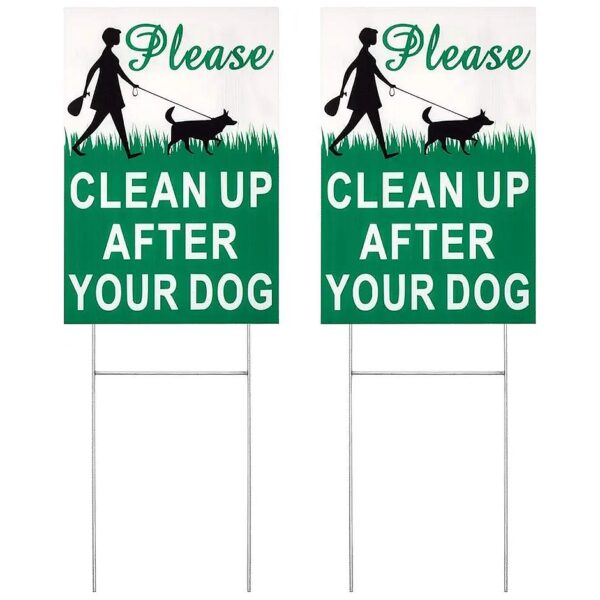 Pet Owner Reminder Signs Please Clean Up After Your Dog Double Sided 9 x 9 Waterproof