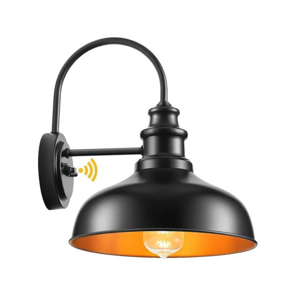 Photocell Sensor Outdoor Barn Light with Black Finish and Copper Interior