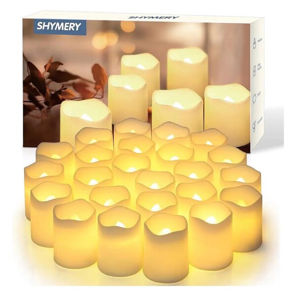 Piece Flameless Votive Candle Set with Long-Lasting LED Lighting