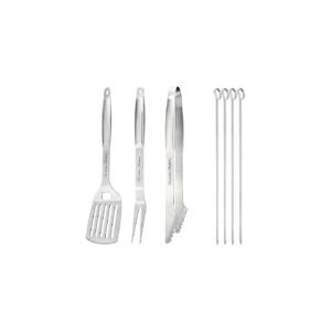 Piece Grill Tools Set with Spatula, Tongs, Fork, Skewers and Heavy Duty Handles