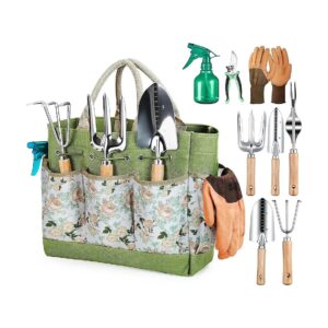 Piece Heavy Duty Gardening Hand Tool Set with Durable Garden Tools Storage Tote for Women