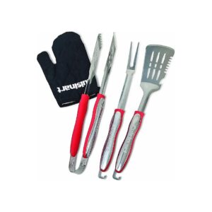 Piece Red Grilling Tool Set with Grill Glove and Heat-Resistant Construction