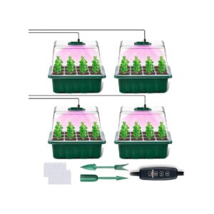 Piece Seed Starter Tray with LED Grow Light and Adjustable Brightness for Propagation