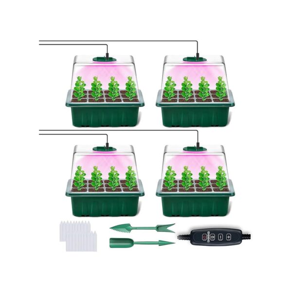 Piece Seed Starter Tray with LED Grow Light and Adjustable Brightness for Propagation