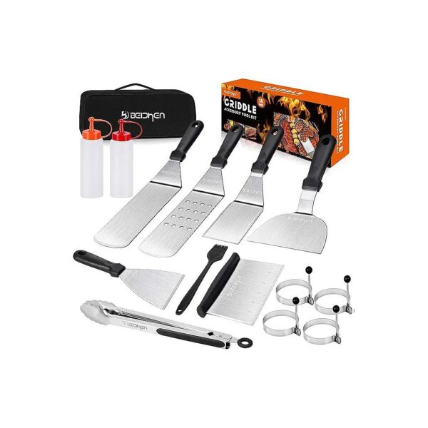 Piece Stainless Steel Griddle Grill Tools Set for Men and Women Outdoor BBQ Enthusiasts