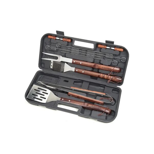 Piece Stainless Steel Grill Tool Set with Wooden Handles