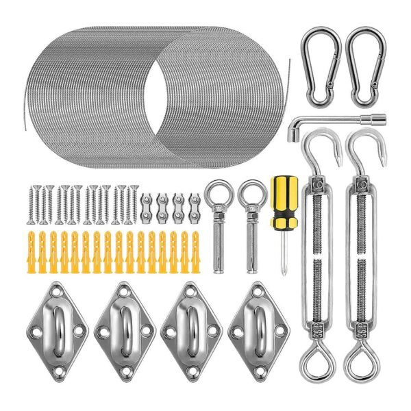 Pieces Rectangle Triangle Sun Shade Hardware Kit in Classic Stainless Steel Style