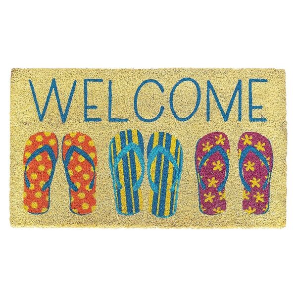 Pile Coir Fiber Flip Flop Doormat and Non-Slip Backing