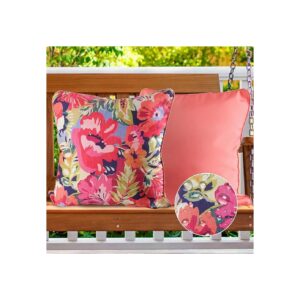 Pink Floral Print Waterproof Throw Pillow Covers 20 x 20 Inch for Sofa Couch and Funiture