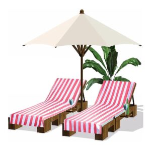 Pink Microfiber Beach Chair Towel Covers for Summer Outdoor Lounging and Sunbathing