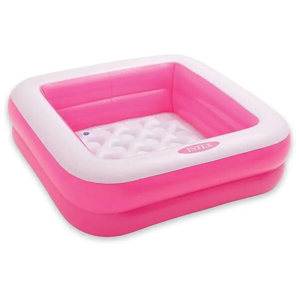 Pink Square Vinyl Inflatable Baby Pool with Frame for Small Spaces