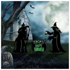 Plastic Halloween Witches Cauldron Silhouette Yard Signs Outdoor Decorations 5 Piece Kit