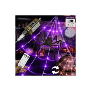 Plug Operated 20x17ft Giant Halloween Spider Web with 150 LED Purple and Orange Lights