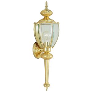 Polished Brass Outdoor Wall Lantern with Clear Beveled Glass Shade