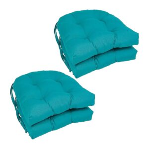 Polyester 16-Inch Twill Chair Cushions with Aqua Blue Color - 4 Count Pack