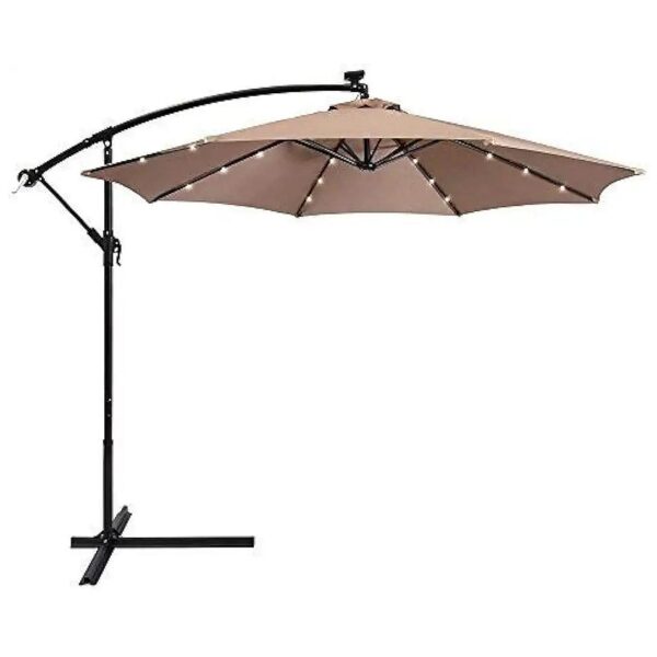 Polyester Canopy Patio Umbrella with Steel Frame and Tilt Adjustment for Outdoor Use