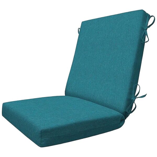 Polyester Filled Indoor/Outdoor Textured Solid Teal Highback Dining Chair Cushion