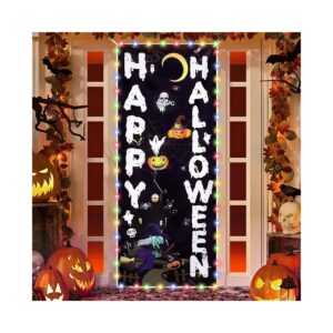 Polyester Halloween Door Cover with Lights Rectangular Shape 72" x 30" for Outdoor Wall