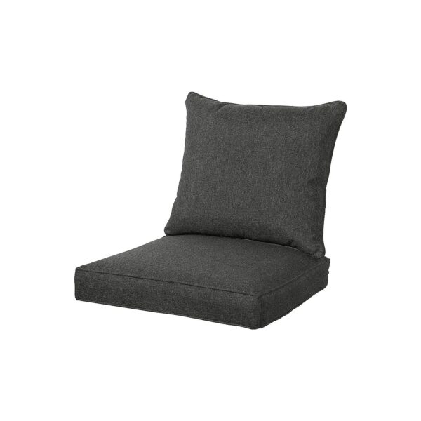 Polyester Outdoor Chair Cushion Set All Weather Charcoal Grey Black Outdoor Furniture