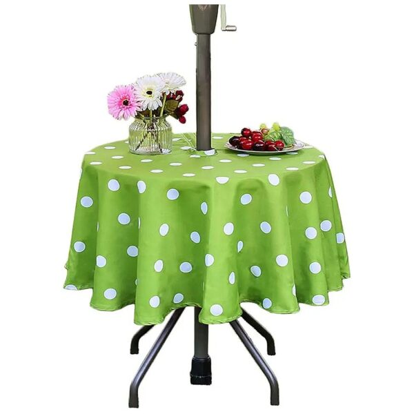 Polyester Round Tablecloth 60 Inch with Umbrella Hole for Outdoor Table Decor