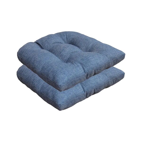 Polyester Tufted Seat Cushions Set of 2 Denim Blue for Patio Furniture