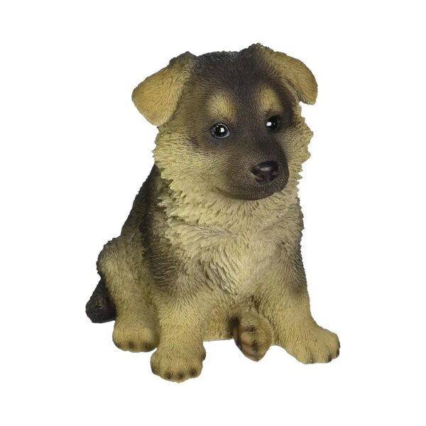 Polyresin Materials German Shepherd Puppy Sitting Statue for Indoor Decor