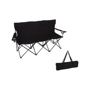 Portable Black Steel Frame Camping Chair with Carry Bag and Folds