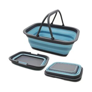 Portable Collapsible Outdoor Picnic Tub with Handle for Space Saving Storage