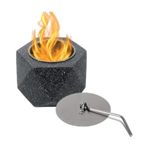 Portable Concrete Tabletop Fireplace Indoor Outdoor Fire Pit Bowl Black