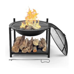 Portable Dual-Functional Wood Burning Fire Pit and BBQ Grill for Outdoor Entertaining