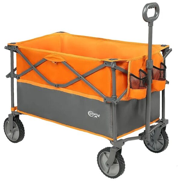 Portable Folding Utility Wagon with Wheels and Extra Storage for Camping and Travel